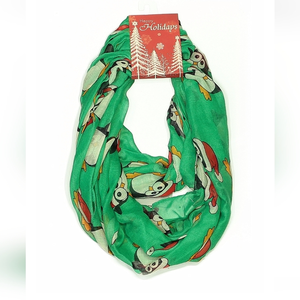Santa Hat Penguin Fashion Scarf  Green NWT